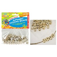 52pce Wooden Alphabet Beads Natural Colour