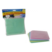 30pce CD/DVD Disc Protectors Coloured 5 Assorted Colours