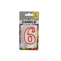 Number "6" Birthday Candle. 7.5cm High. Excellent for Parties.