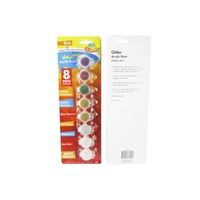 Glitter Acrylic Paint 5ml x 8 Tubs with Brush Included