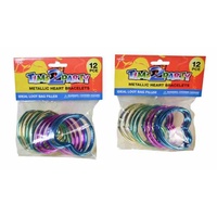 12pce Metallic Heart Bracelets- Party Flavours Loot Bag Fillers