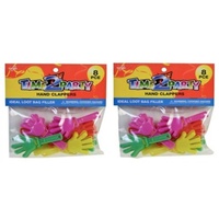 8pce 7.5cm Plastic Hand Clappers Assorted Colours, Great for Birthdays and Party Events