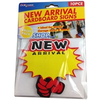 Pack of 10 9.5cmHx10.5cmW New Arrival Sign, for Garage Sales, Shop Fronts, School Fetes