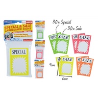 240 Mixed "SALE/SPECIAL" Point of Sale Retail Signs - 60x90mm / Promotion