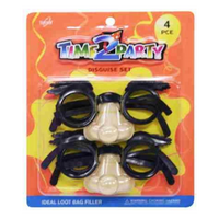 4pce Disguise Set 11.5cm Wide Kids Party Loot Bag Fillers Dress Up Glasses w/Nose