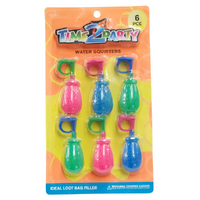 6pce Water Squirters 7cm 3 Assorted Colours Loot Bag Fillers Party