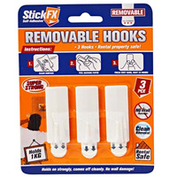 3pce Self-Adhesive Hooks 1kg Capacity Easy Removal