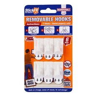 6pce Self-Adhesive Hooks 300g Rated Removable Suitable for Pictures & Photos