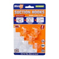 5pce Suction Hooks Holds 500g Great for Windows & Bathrooms