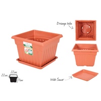 1pce Plastic Garden Pot- 22x22x17cm - H18cm w/saucer - DURAMAX