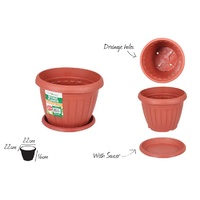1pce Garden Plastic Pot Round - Diameter 22x16cm w/saucer - DURAMAX