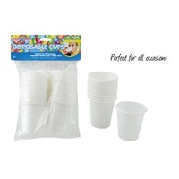 80pce Disposable White Plastic Cups 200mls Capacity Great for Parties and Events