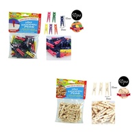 50pce Wooden Mini Pegs in Varied Colours, Scrapbooking DIY Stationery