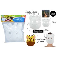 2pce Canvas Mask with Elastic Giraffe 23cm High DYI Paint Craft N Paint for Kids