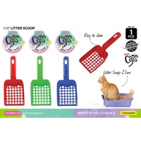 1pc Cat Litter Scoop 10.5x27cm 4 Colours Assorted Sifting Design Square