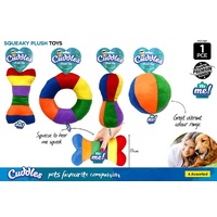 1pc Squeak Plush Pet Toys 4 Asst Designs aprox 12cm long Dog / Cat