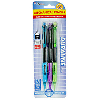 3pce Mechanical Pencil Refillable Click Button Eraser Tip Lead Home Office