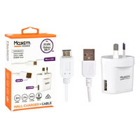 AC Charger + Samsung USB Cable 1m (D&C) 2 Pieces White for Kindle, Galaxy S6/7