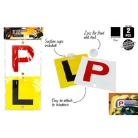 2pce Reversible Learner,Red Provisional Plates w/Suction Caps QLD License
