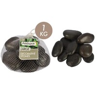 1kg Pack of Black Garden Stones / Rocks / Large Pebbles for Display
