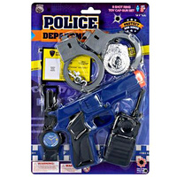 6pce Police Cap Gun Playset Party Cop Pack Handcuffs Watch Radio Badge