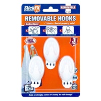 3pce Self Adhesive Hooks 1kg Removable 5cmH Suitable For Photos/Frames