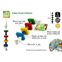 1pce 30cm 4 Level Cluster Blocks w/Bell Bird Swinging Pet Toy