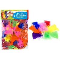 12g Pack of Craft Feathers Vibrant Multi-Coloured School Art & Craft Project