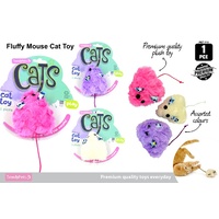 1pce Plush Mouse Cat Toy Funky Designs and Colours 12cm