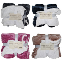 1pce Mink Colour Blanket with Sherpa Lining 152cm x 127cm