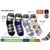 New 1Pair Mens Microfiber Socks W/Pattern Winter Business Warm Fashion 4 Asst