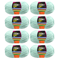 Mint Chunky Knitting Wool Yarn 8 Roll Set 3 Ply 100g Microfiber Polyester