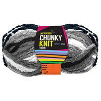 1pce Chunky Knit Yarn 100G - Black, White, Grey - Macrame Cord 3 Ply Microfiber
