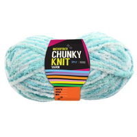 1pce Chunky Knit Yarn 100G - White Aqua - Macrame Cord 3 Ply Microfiber