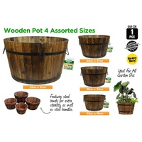 New 1pce Wooden Pots Round, Oval, Rectangle, Trolley Design Wine Barrel Planters