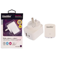 Dual USB-C and USB-A 3.4A Fast Charger AC 1 Piece White Universal 