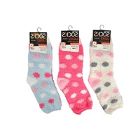 New 1Pair Ladies Microfiber Socks - Dots Dots Design Winter Warm 3 Asst Colours