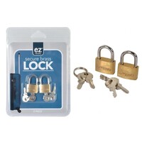 2pce Solid Brass Lock 2 Keys Each Swivel Shackle Perfect For Travel Secure