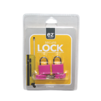 2pce Pink Mini Padlock with Key for Secure Safe Travelling Swivel Shackle