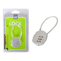 Silver Combination Padlock for Secure Safe Travelling Long Wire, Resettable