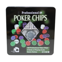 103pce Professional Poker Game Set Chips, Cards & Dealer Button in Gift Tin Box