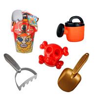 6pce Pirate Beach Bucket Gold Beard Set 25x18cm Sand Fun Games Family & Kids