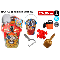 6pce Pirate Beach Bucket Set 2 Asstd 25x18cm Beach Sand Fun Games Family & Kids