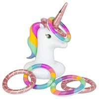 4pce Unicorn Ring Quoits Toss Float Game 70cm Inflatable Pool Toy Summer Kids & Family