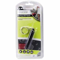 1pce Travel Time, Keyring LED Torch, Batteries Included, 8cm, Black/Steel Case