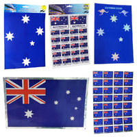 Australia Day Laser Stickers Set 57pce Flag, Southern Cross, Blue & White Metallic