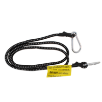 Bungee Coiled Strap With 2 Carabiners Clips 80cm Length Black Rubber