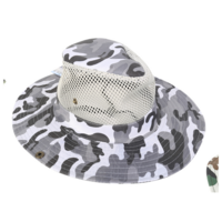 Wide Brim Hat Camouflage White 37cm Diam Neck Cord Sun Protection