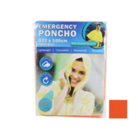 Adult Poncho Vinyl 132x100cm Waterproof Reusable With Hood Orange