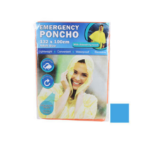 Adult Poncho Vinyl 132x100cm Waterproof Reusable With Hood Blue
